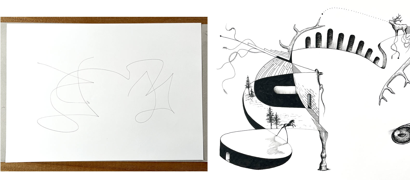 Detail Das Pferd, das sich an dem Hirsch rächen wollte/The horse that wanted revenge on the deer/Le Cheval s’étant voulu venger du cerf